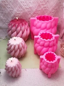 1 件旋转雨滴形 DIY 硅胶蜡烛/肥皂制作模具，几何曲线设计 - 粉色 - 查看 2