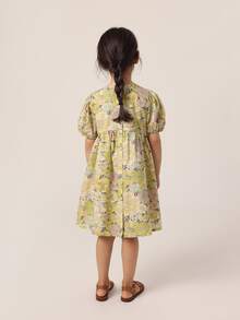 小女童印花泡泡袖娃娃裙 - 彩色 - 查看 2