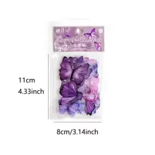 CANDY POETRY 40张/包 多色蝴蝶PET贴纸，可用于装饰手机、笔记本电脑、电脑、剪贴簿、日记本、便签本、美术用品、学校及办公用品、返校季剪贴簿用品，趣味贴纸，笔记本电脑贴纸，Kindle手机贴纸 - 紫色 - 查看 3