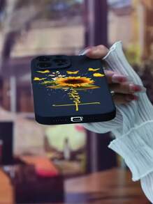 夏季花卉向日葵圖案防摔手機殼，適用於15/15Pro/15Plus/15Promax - 彩色 - 查看 5