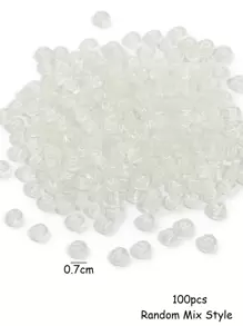 100 件白色半透明亚克力椭圆形随机字母珠，用于制作珠宝 DIY 项链手链（7x4 毫米） - 白色 - 查看 2