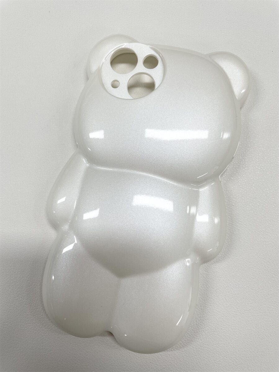 Ins 簡約風格個性化 3d 小熊設計軟手機殼兼容蘋果 Iphone 14 Pro Max/13/12/11 - 白色 - 查看 1