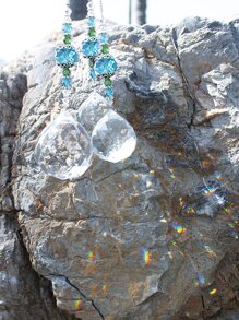 1 件 K9 水晶捕光器水晶灯球吊坠棱镜吊坠花园装饰吊灯水晶配件蓝色