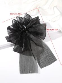 1 件装水钻蝴蝶结发夹，配丝带，适合节日和假日，优雅，发饰，爪夹，发夹，发夹，蝴蝶结配饰，学校用品，学院秋冬发夹，适合度假装扮女士