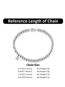 ORSA JEWELS 1 PC Genuine 925 Sterling Silver Beads Chain Bracelet Women Hand Chain Gorgeous Woman Girl Jewelry Gift For Birthday Party Anniversary Day - Silver - View 8