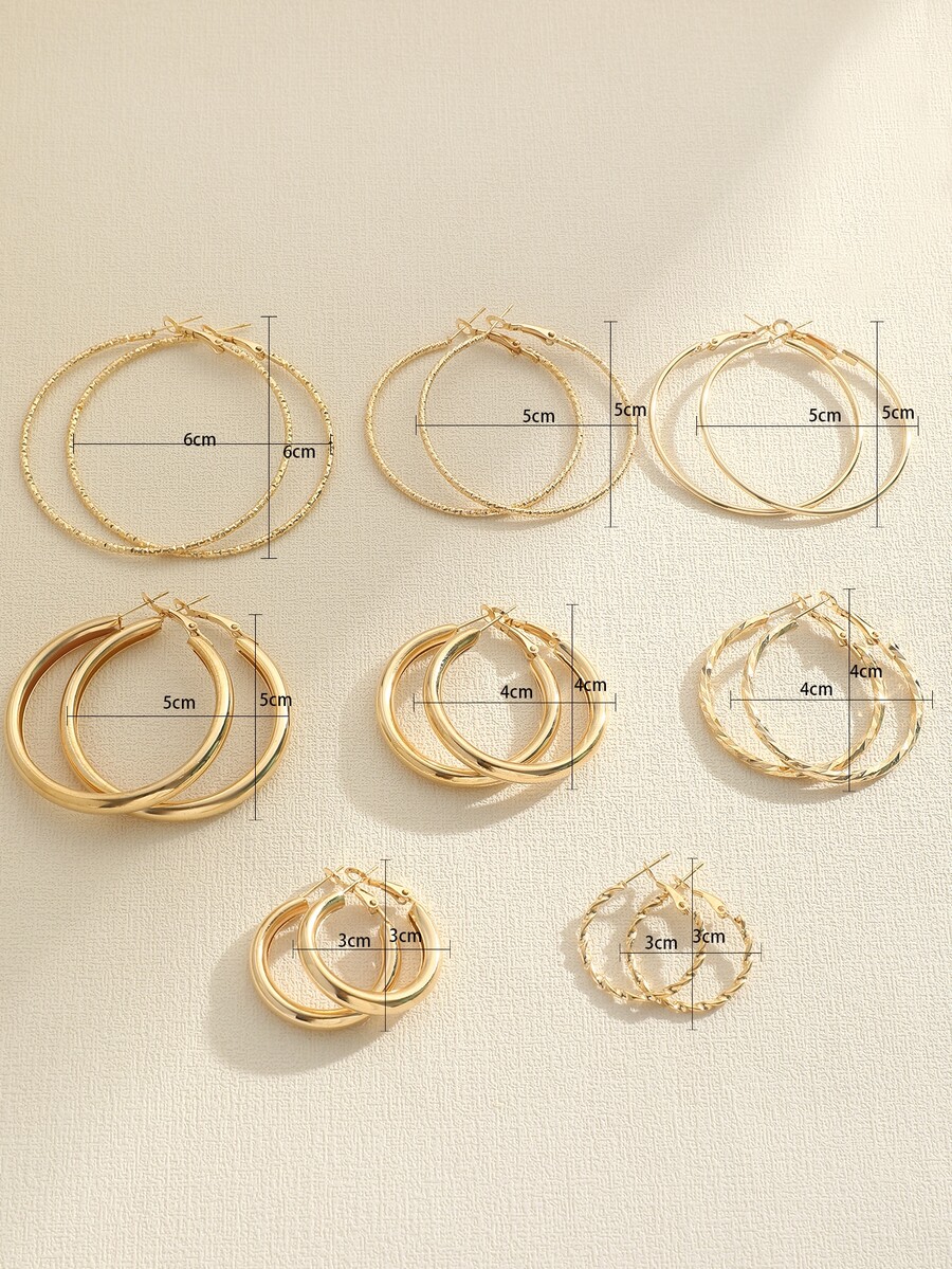 8pairs Metallic Round Hoop Earrings Set For Women SHEIN USA
