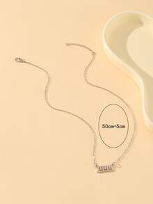 1入組簡約時尚年份吊墜項鍊，適合情侶作為禮物 - 銀色 - 查看 4