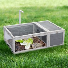 Tortoise House Wooden Turtle Habitat With Removable Top And Tray For Indoors And Outdoors, Gray - Xám - Xem 1