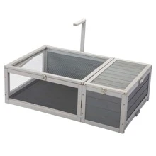 Tortoise House Wooden Turtle Habitat With Removable Top And Tray For Indoors And Outdoors, Gray - Xám - Xem 6