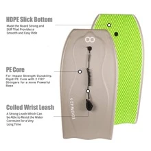 WOOWAVE Bodyboard 42.5-inch Body Board with PE Core,IXPE Surface,HDPE Slick Bottom,Coming with Premium Coiled Wrist Leash Bodyboard Bag Perfect Surfing for Adults Surfer (Blue/Gray) - 灰色 - 查看 3