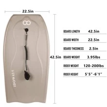 WOOWAVE Bodyboard 42.5-inch Body Board with PE Core,IXPE Surface,HDPE Slick Bottom,Coming with Premium Coiled Wrist Leash Bodyboard Bag Perfect Surfing for Adults Surfer (Blue/Gray) - 灰色 - 查看 4