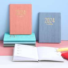 2024 inglés Agenda diaria Cuaderno , A7 tamaño , 1 pieza - Rosa - Ver 3