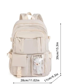 Của phụ nữ Nylon Khuôn viên đại học Phong cách Ba lô Với Dung lượng lớn Và Nhiều Ba lô , Trường học Cô gái tuổi teen NỮ Cao đẳng , Ở giữa Trường học , Trung học phổ thông , Trở lại Trường , Ngoài trời , Du lịch , - trắng - Xem 3