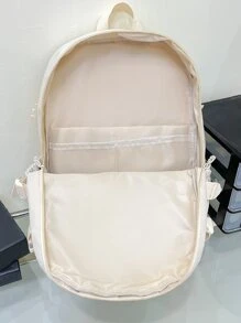 Của phụ nữ Nylon Khuôn viên đại học Phong cách Ba lô Với Dung lượng lớn Và Nhiều Ba lô , Trường học Cô gái tuổi teen NỮ Cao đẳng , Ở giữa Trường học , Trung học phổ thông , Trở lại Trường , Ngoài trời , Du lịch , - trắng - Xem 4