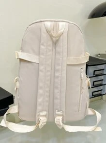 Của phụ nữ Nylon Khuôn viên đại học Phong cách Ba lô Với Dung lượng lớn Và Nhiều Ba lô , Trường học Cô gái tuổi teen NỮ Cao đẳng , Ở giữa Trường học , Trung học phổ thông , Trở lại Trường , Ngoài trời , Du lịch , - trắng - Xem 2
