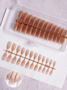 504入組/套超薄透明甲片在各種各樣形狀(杏仁,梯形,方形,短圓形,短細跟)不附帶打磨修剪 - 棕色 - 查看 1