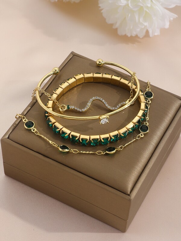 Fashionable New Style Full Rhinestone Snake Shaped Bracelet Set