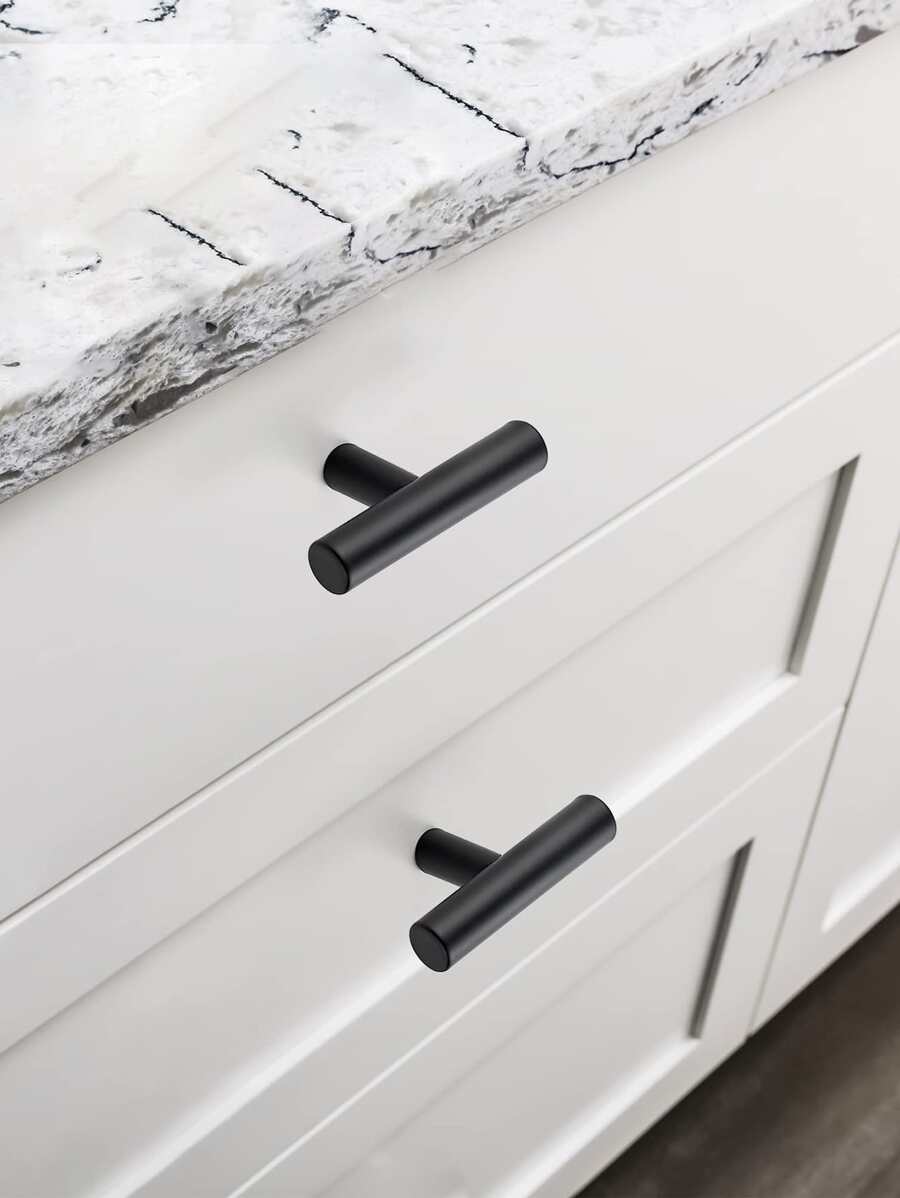 1/2/5/10 件单孔 T 型橱柜把手，不锈钢拉丝镍厨房抽屉拉手，适用于橱柜、抽屉、碗橱和衣柜