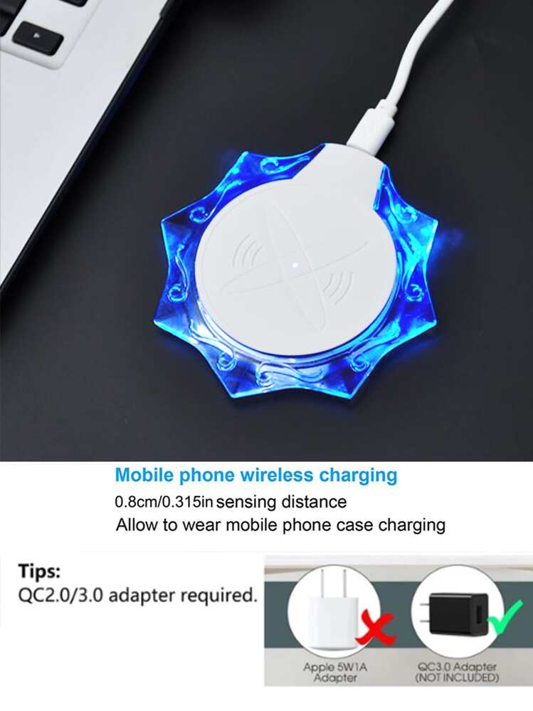 1pc Desktop Wireless Charger - White - View 5