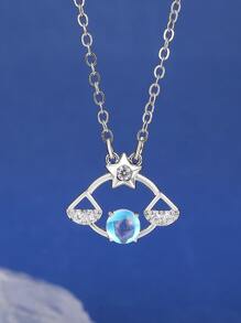 1pc New Fashion Personalized Twelve Zodiac Sign Copper & Rhinestone & Moonstone Pendant Necklace For Women's Birthday & Festival Gift