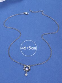 1pc New Fashion Personalized Twelve Zodiac Sign Copper & Rhinestone & Moonstone Pendant Necklace For Women's Birthday & Festival Gift