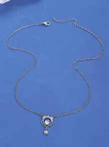 1pc New Fashion Personalized Twelve Zodiac Sign Copper & Rhinestone & Moonstone Pendant Necklace For Women's Birthday & Festival Gift