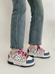 2024新款夏季女鞋，輕便厚底運動鞋，香港時尚風格，白色 - 藍白色 - 查看 3