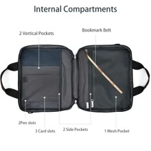 基督教圣经封面盒，带手柄和可拆卸肩带的圣经手提包，多功能时尚大号拉链圣经包，拉链笔记本手提包，用于旅行收纳袋、化妆包、化妆包、度假收纳袋、大容量化妆品收纳盒化妆盒，适用于口红、刷子、护肤品、手机、硬币、小物品，适用于家庭、礼物、度假和节日万圣节圣诞节多功能用途 - 藏蓝色 - 查看 6