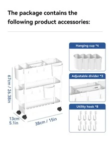 WORTHBUY 1pc Plastic Storage Rack, Modern Multifunction 3 Layer Holder For Home - White - View 8