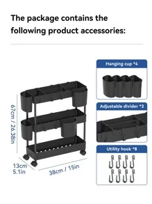 WORTHBUY 1 giá để đồ bằng nhựa, giá đỡ nhiều lớp hiện đại cho gia đình - màu đen - Xem 2