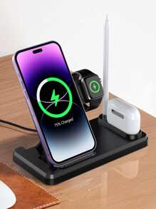 15W四合一多功能便携式无线充电器 - 黑色 - 查看 2