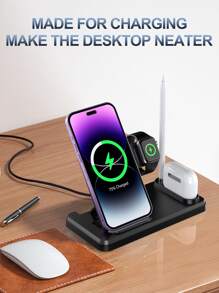 15W四合一多功能便携式无线充电器 - 黑色 - 查看 4