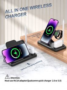 15W四合一多功能便携式无线充电器 - 黑色 - 查看 5