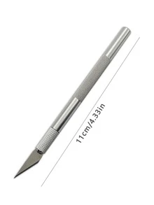 雕刻筆刀,愛好刀,屏幕膜工具,模型製作刀,6入組刀片收納,剪紙工具 - 銀色 - 查看 3