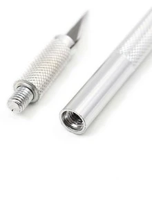 雕刻筆刀,愛好刀,屏幕膜工具,模型製作刀,6入組刀片收納,剪紙工具 - 銀色 - 查看 2