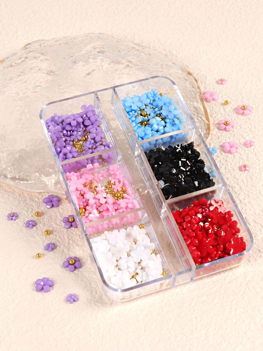 1box Flower Shaped Nail Art Decoration - Multicolor - View 1