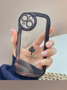 楓葉圖案透明手機殼 - 黑色 - 查看 1