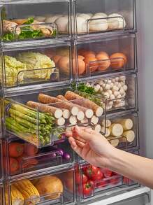 1pc Refrigerator Drawer Organizer Divider Storage Box For Vegetables, Fruits And Home Preservation With Large Capacity And Clear Design - Clear - View 4