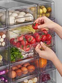 1pc Refrigerator Drawer Organizer Divider Storage Box For Vegetables, Fruits And Home Preservation With Large Capacity And Clear Design - Clear - View 6