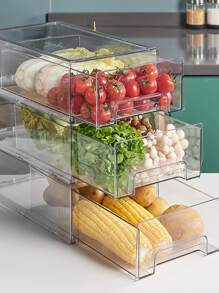 1pc Refrigerator Drawer Organizer Divider Storage Box For Vegetables, Fruits And Home Preservation With Large Capacity And Clear Design - Clear - View 5