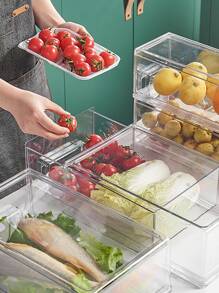 1pc Refrigerator Drawer Organizer Divider Storage Box For Vegetables, Fruits And Home Preservation With Large Capacity And Clear Design - Clear - View 2