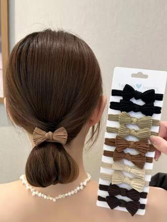 Fille 10 pièces Cravates Cheveux Automne/Hiver Nouveau Brun Adapté Pour Usage Quotidien