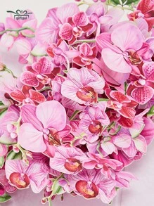 Opjoys 1 张花卉图案贺卡兰花，适合母亲节、春天、生日、结婚礼物、情人节（包括 1 个信封 + 1 张手写卡片 + 1 张 3D 贺卡） - 粉色 - 查看 3