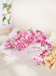 Opjoys 1 张花卉图案贺卡兰花，适合母亲节、春天、生日、结婚礼物、情人节（包括 1 个信封 + 1 张手写卡片 + 1 张 3D 贺卡） - 粉色 - 查看 5