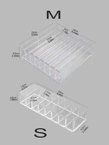 1 pieza Caja organizadora de acrílico transparente multipropósito para escritorio con divisiones para organización de maquillaje - Paleta de sombras de ojos, polvo facial, almacenamiento de rubor - Organizador cosmético de escritorio - Color transparente - transparente - Ver 8