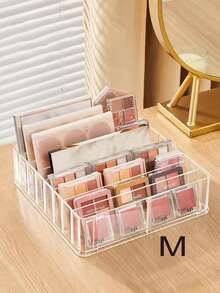 1 pieza Caja organizadora de acrílico transparente multipropósito para escritorio con divisiones para organización de maquillaje - Paleta de sombras de ojos, polvo facial, almacenamiento de rubor - Organizador cosmético de escritorio - Color transparente - transparente - Ver 7