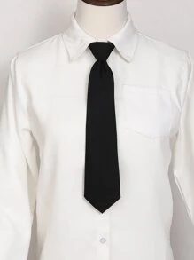 1pc Solid Color Simple Business Style Women's Necktie - Black - View 1