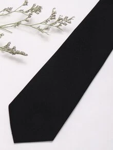 1pc Solid Color Simple Business Style Women's Necktie - Black - View 2
