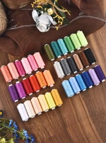 1 Bộ/6 Cuộn Chỉ May Gia Đình 402 Nhiều Màu Đường Chỉ May - Hồng - Xem 8