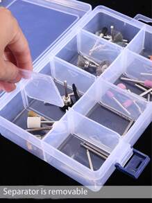 1入組透明DIY8 網格收納盒，用於螺絲、小零件、珠寶、美甲工具收納盒 - 白色 - 查看 4